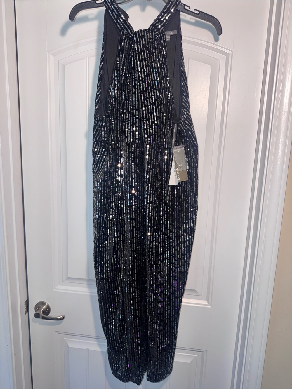 Black Sequin Halter Jumpsuit